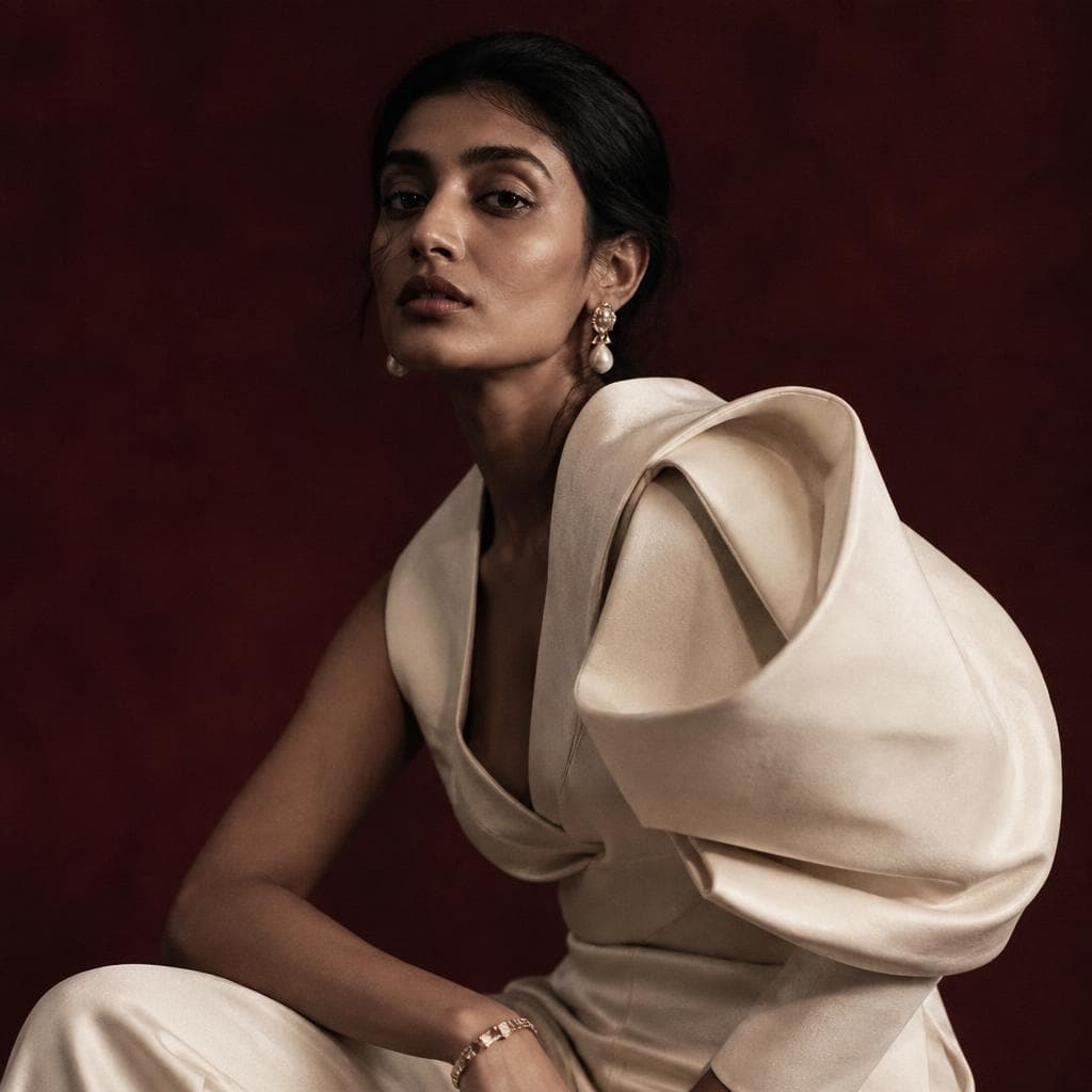 Studio lighting portrait capturing poise and classical emotion